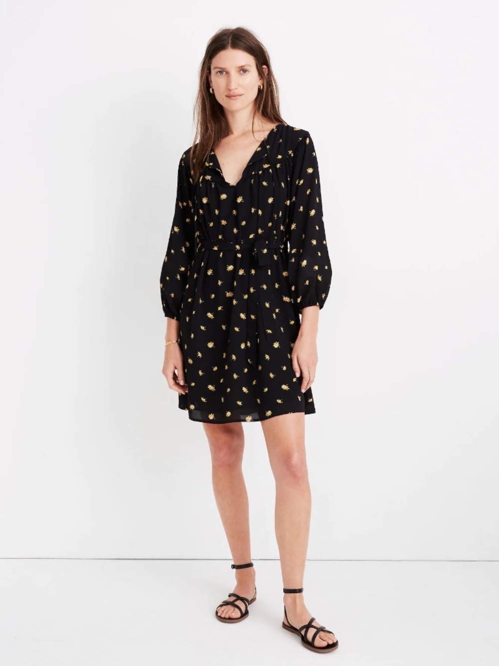 Madewell Tie-Waist Mini Dress in French Daisies - Women's Medium